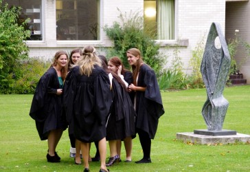 Photo of students at matriculation in the garden