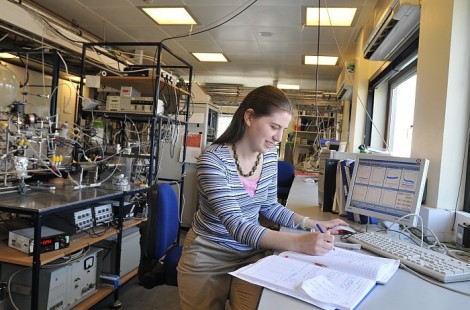 Photo of Chemist Angela Symington working in a lab